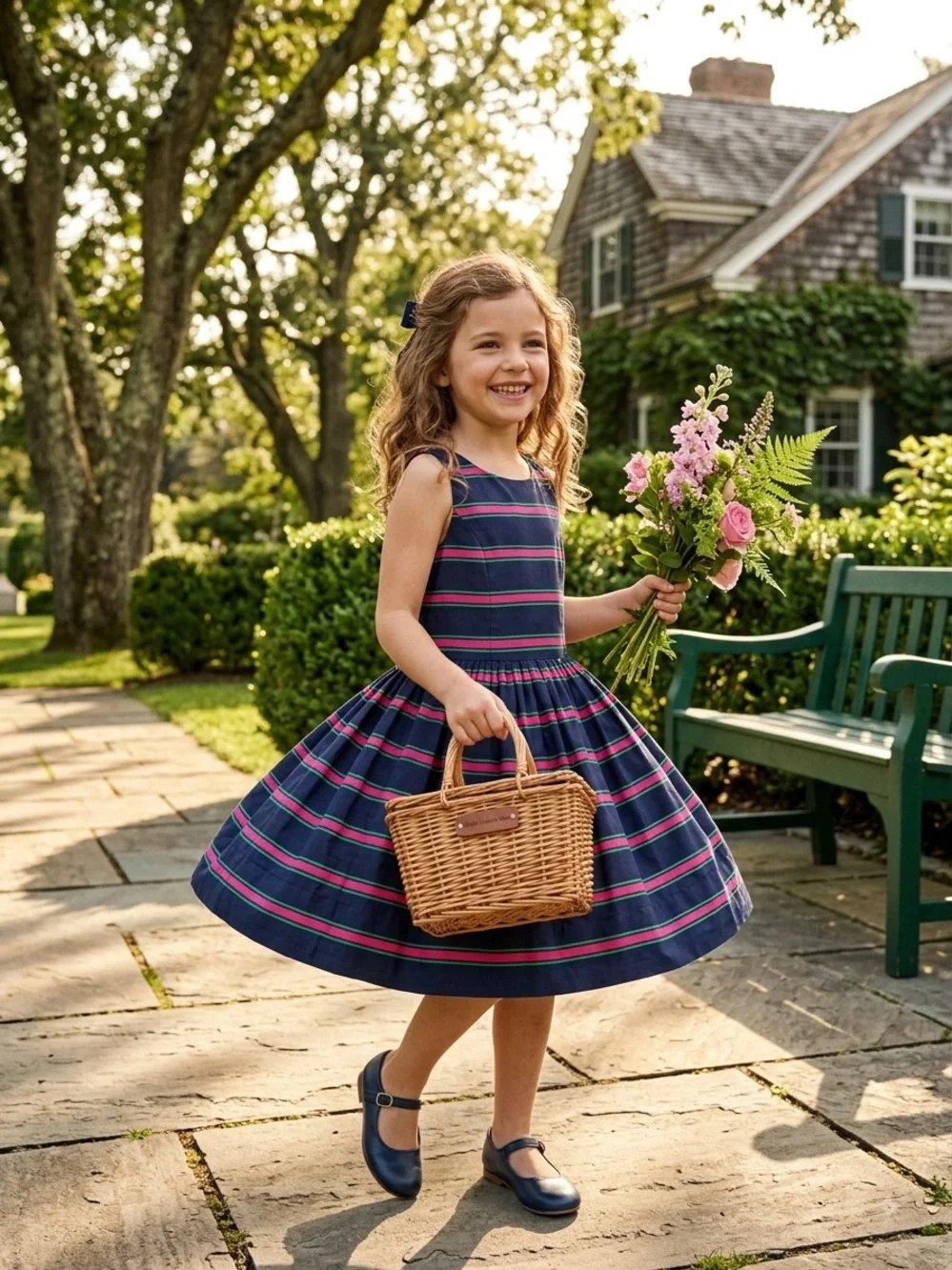 Ralph Lauren Girls Sleeveless 100% Cotton Cricket Dress Multi Striped Size 7